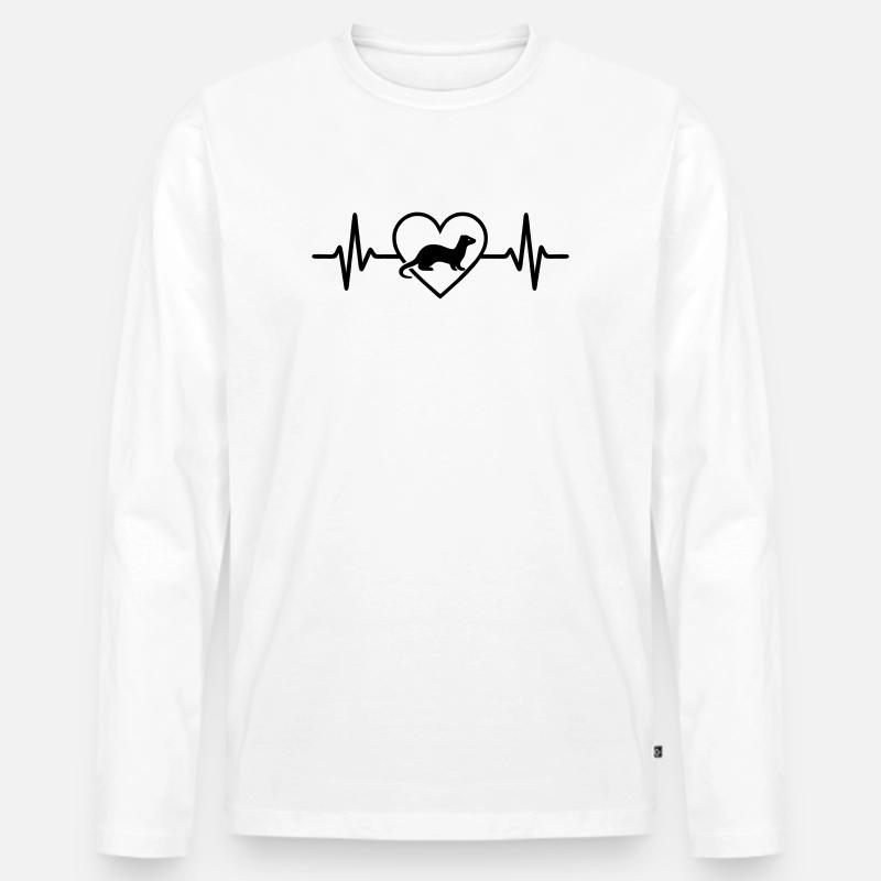 Frettchen Herz - Männer Premium Bio Langarmshirt - Weiß