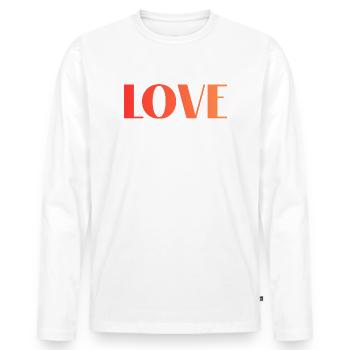 LOVE Font Gradient Typo in Red Orange - Men's Premium Organic Long Sleeve Shirt - white - Front - Nico (187cm)