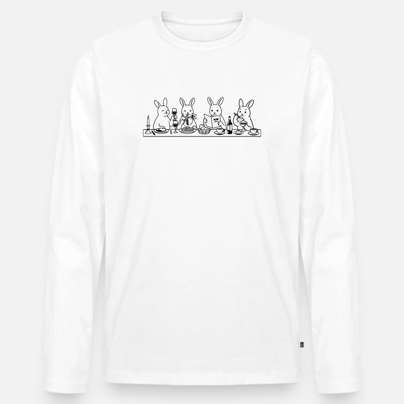 Dining Rabbits - Männer Premium Bio Langarmshirt - Weiß