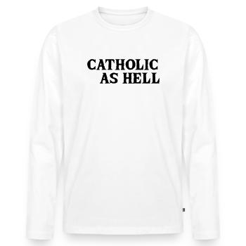 catholique à mourir - T-shirt manches longues Premium bio Homme - blanc - Devant - Nico (187cm)