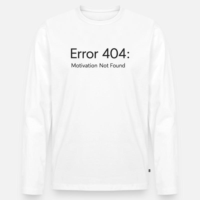 404-Motivation Not Found Minimal T-Shirt Design - Männer Premium Bio Langarmshirt - Weiß