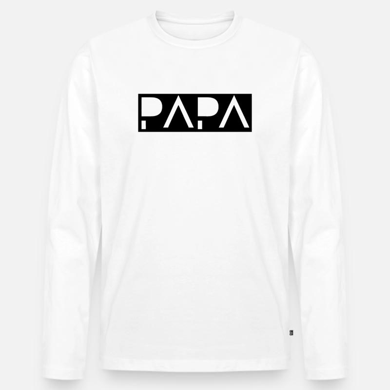 Papa - Männer Premium Bio Langarmshirt - Weiß