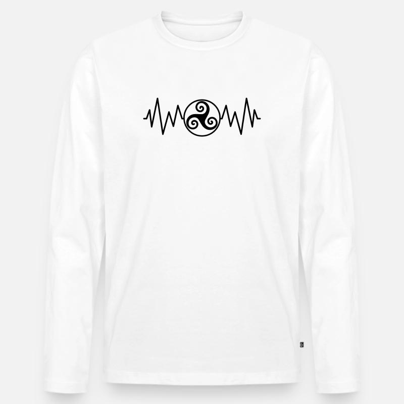 Triskel Herzfrequenz - Männer Premium Bio Langarmshirt - Weiß