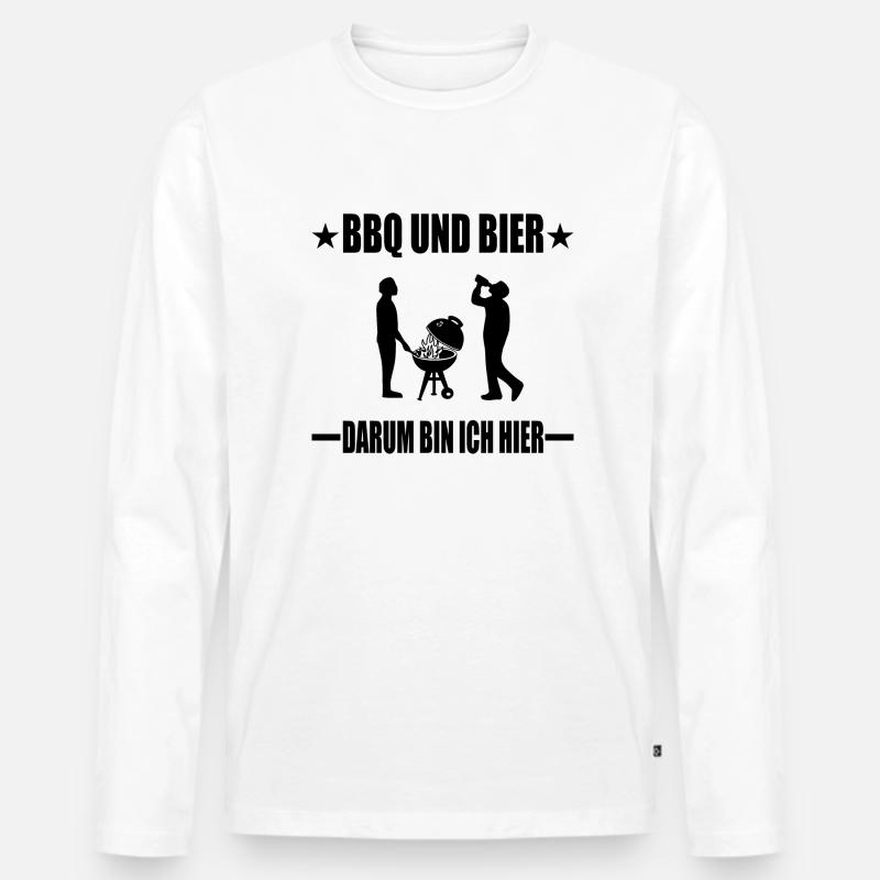 BBQ - Männer Premium Bio Langarmshirt - Weiß