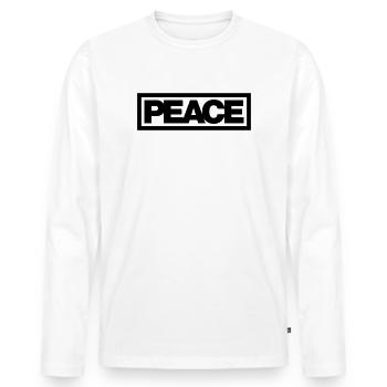 Typo PEACE Contour 1C - T-shirt manches longues Premium bio Homme - blanc - Devant - Nico (187cm)
