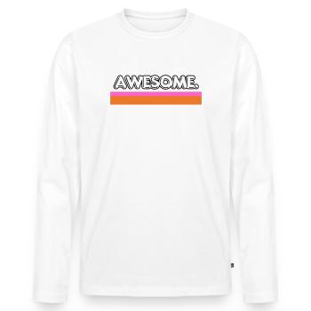 Awesome Retro Stripe - Men's Premium Organic Long Sleeve Shirt - white - Front - Nico (187cm)