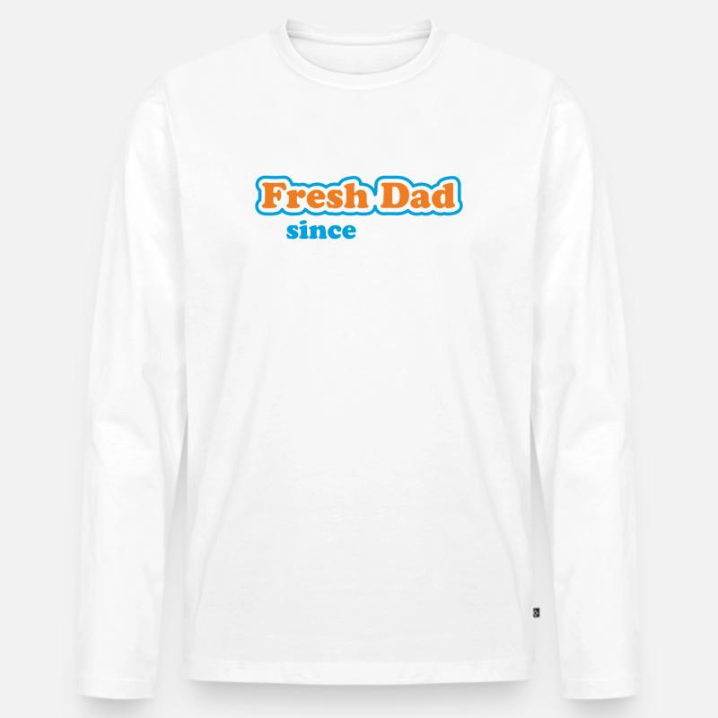 Fresh Dad Since – Buntes Statement - Männer Premium Bio Langarmshirt - Weiß