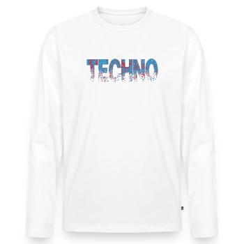 Techno Texte en difficulté Art - T-shirt manches longues Premium bio Homme - blanc - Devant - Nico (187cm)