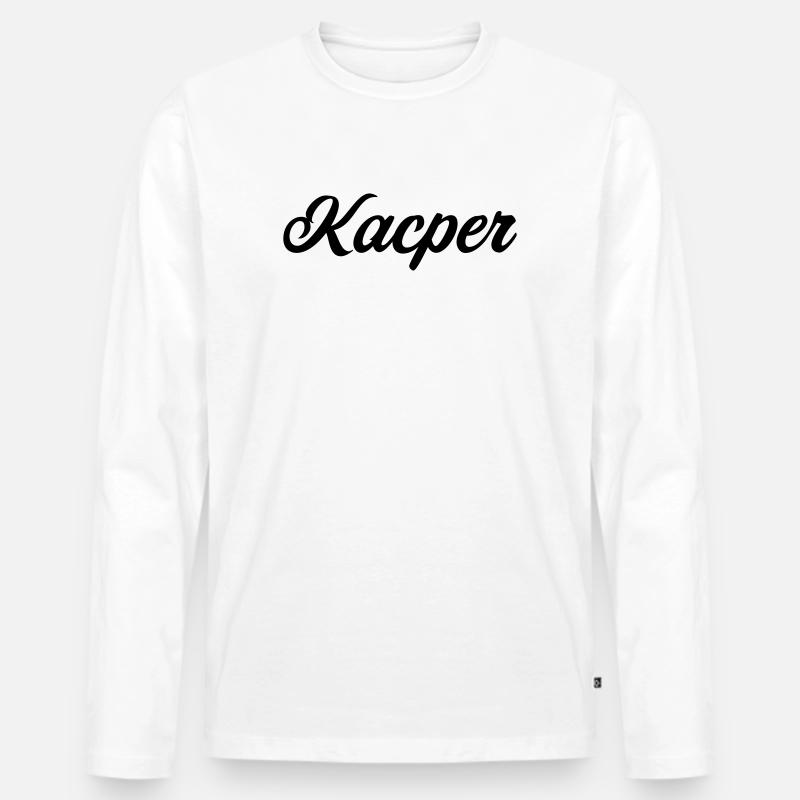Kacper Polnisch Vorname Geschenk  - Männer Premium Bio Langarmshirt - Weiß