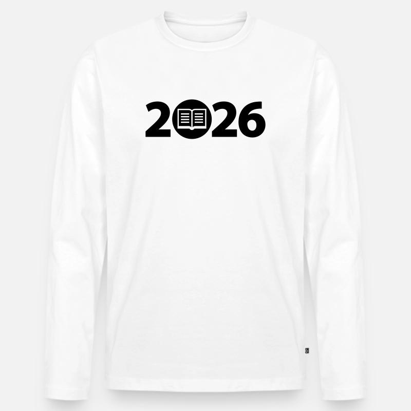 Buch 2026, Ausbildung 2026, Bücherei 2026 - Männer Premium Bio Langarmshirt - Weiß