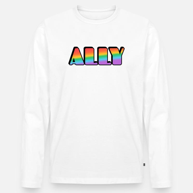 Ally Rainbow Letters - Männer Premium Bio Langarmshirt - Weiß