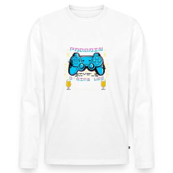 Maillot parrain gamer bière t-shirt idée cadeau - T-shirt manches longues Premium bio Homme - blanc - Devant - Nico (187cm)