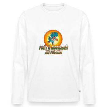 Parrain dinosaure prêt à marquer un panier t-shirt - T-shirt manches longues Premium bio Homme - blanc - Devant - Nico (187cm)
