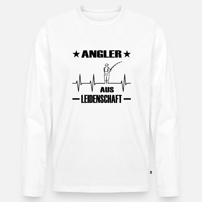 Angeln - Männer Premium Bio Langarmshirt - Weiß