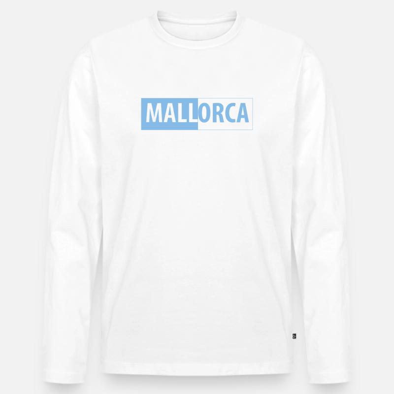 MALLorca im Kasten (hellblau / schwarz) - Männer Premium Bio Langarmshirt - Weiß