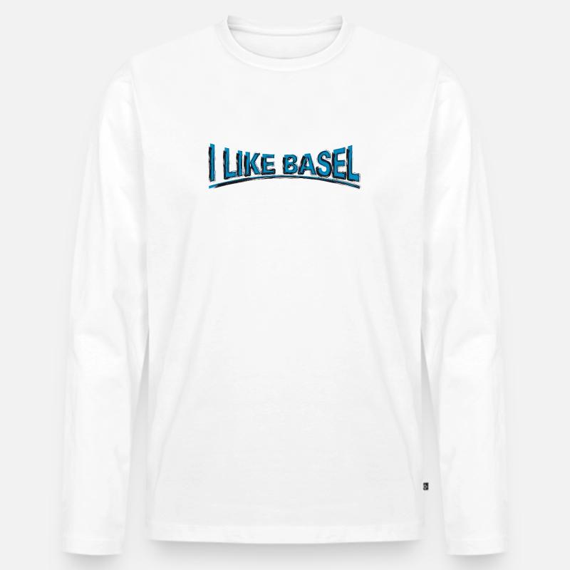 I like Basel - Männer Premium Bio Langarmshirt - Weiß