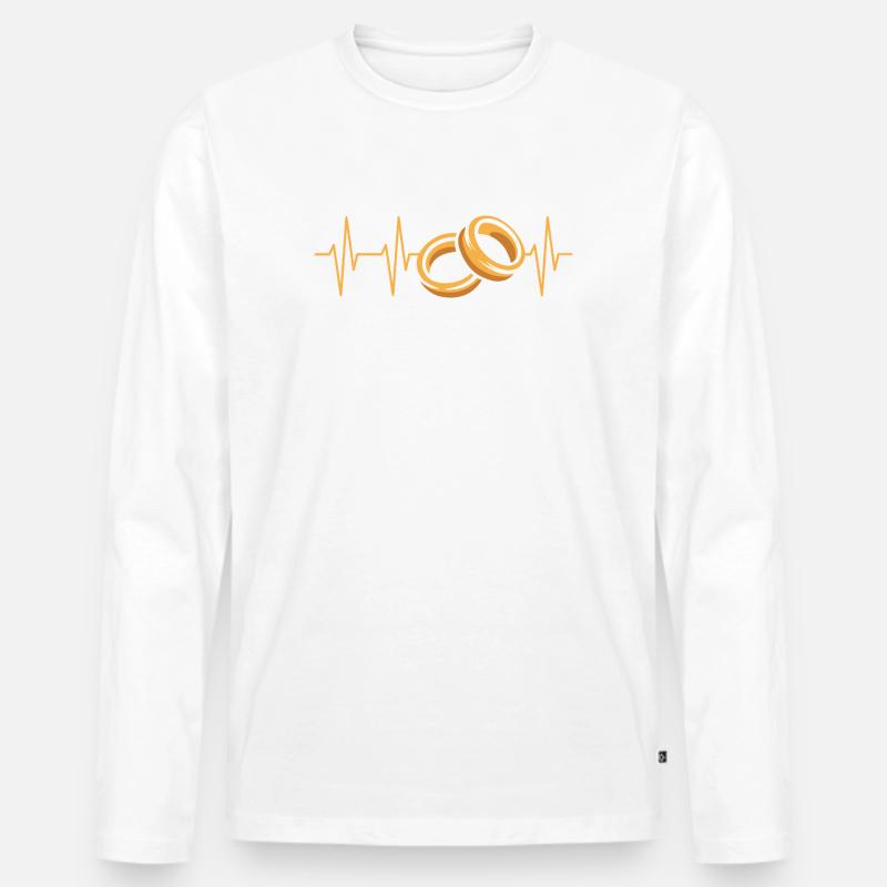 Eheringe Herzschlag Illustration - Männer Premium Bio Langarmshirt - Weiß