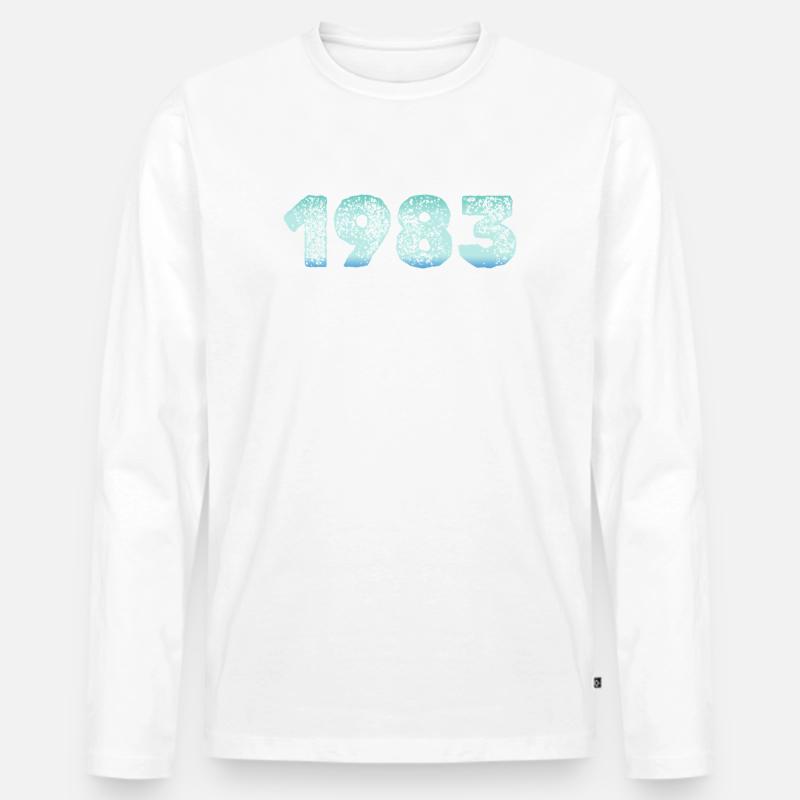 1983 Grunge Gradient Ziffern - Männer Premium Bio Langarmshirt - Weiß