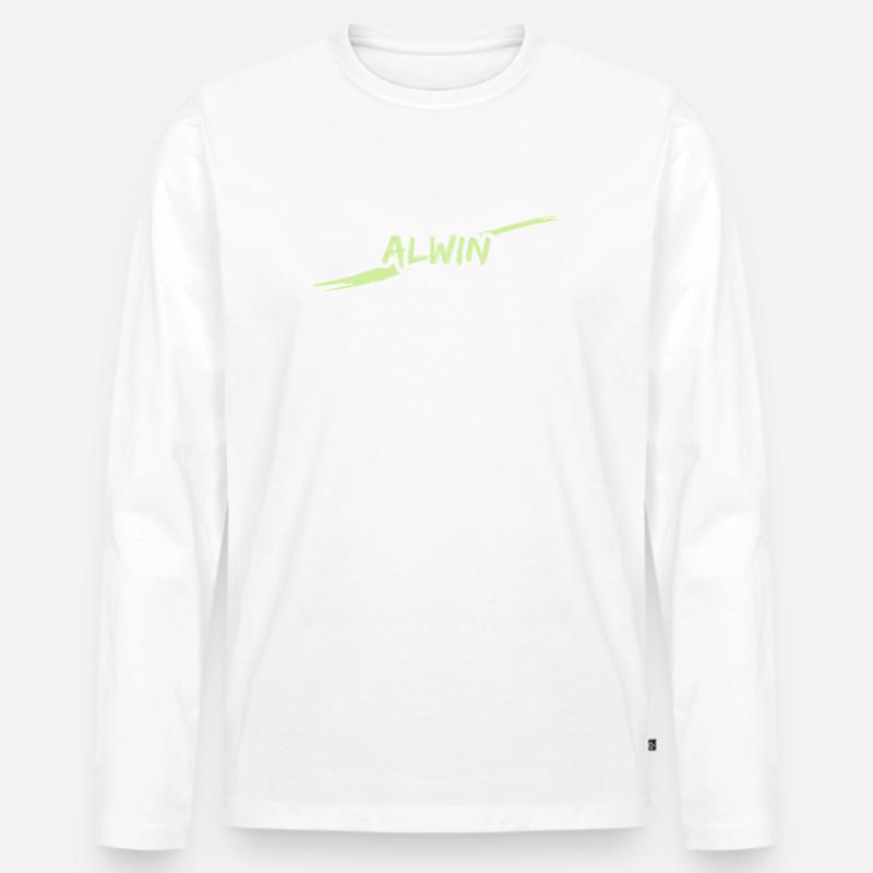 Geschenk Alwin - Männer Premium Bio Langarmshirt - Weiß