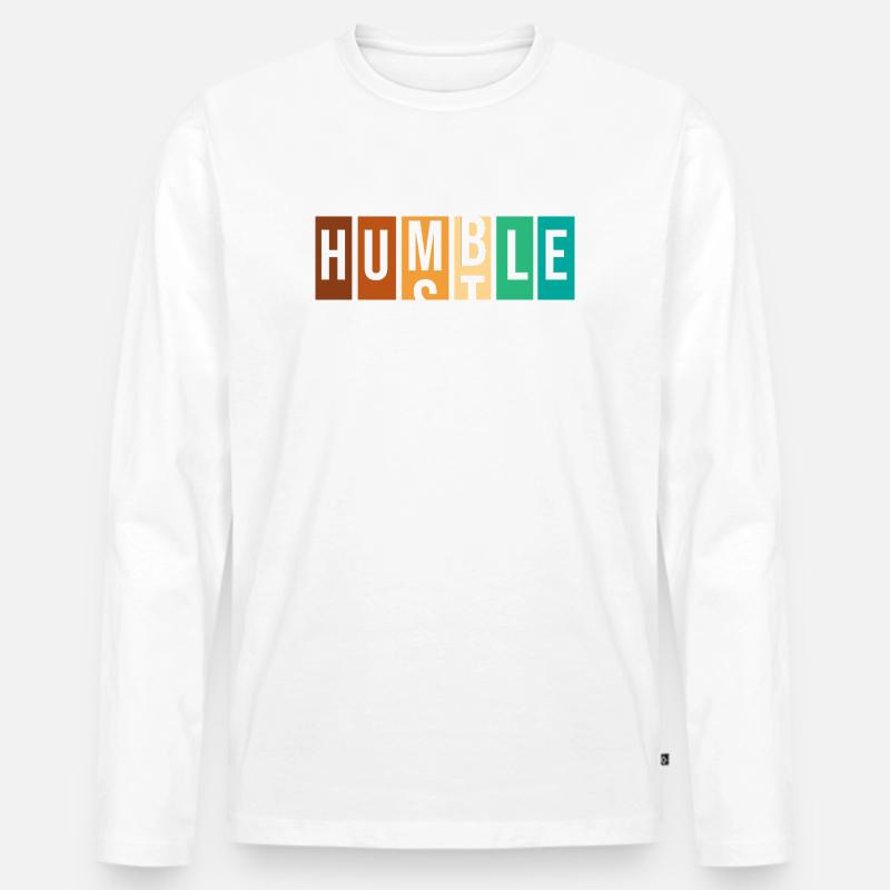 Workaholic Humble - Männer Premium Bio Langarmshirt - Weiß