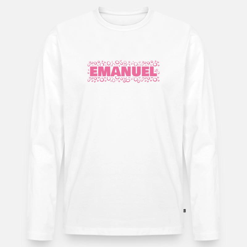 Geschenkidee Emanuel - Männer Premium Bio Langarmshirt - Weiß