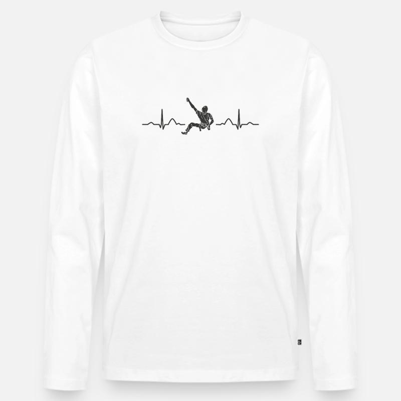 Boulderer Herzschlag Boulder Bouldern - Männer Premium Bio Langarmshirt - Weiß