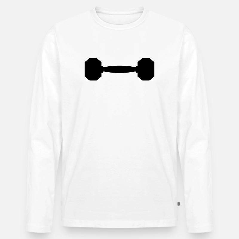 Hantel - Männer Premium Bio Langarmshirt - Weiß