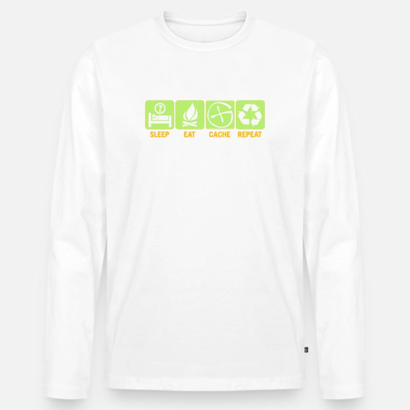 Sleep, Eat, Cache, Repeat - Männer Premium Bio Langarmshirt - undefined