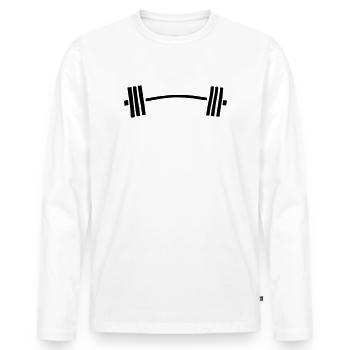 dumbbell barbell bent - Men's Premium Organic Long Sleeve Shirt - white - Front - Nico (187cm)