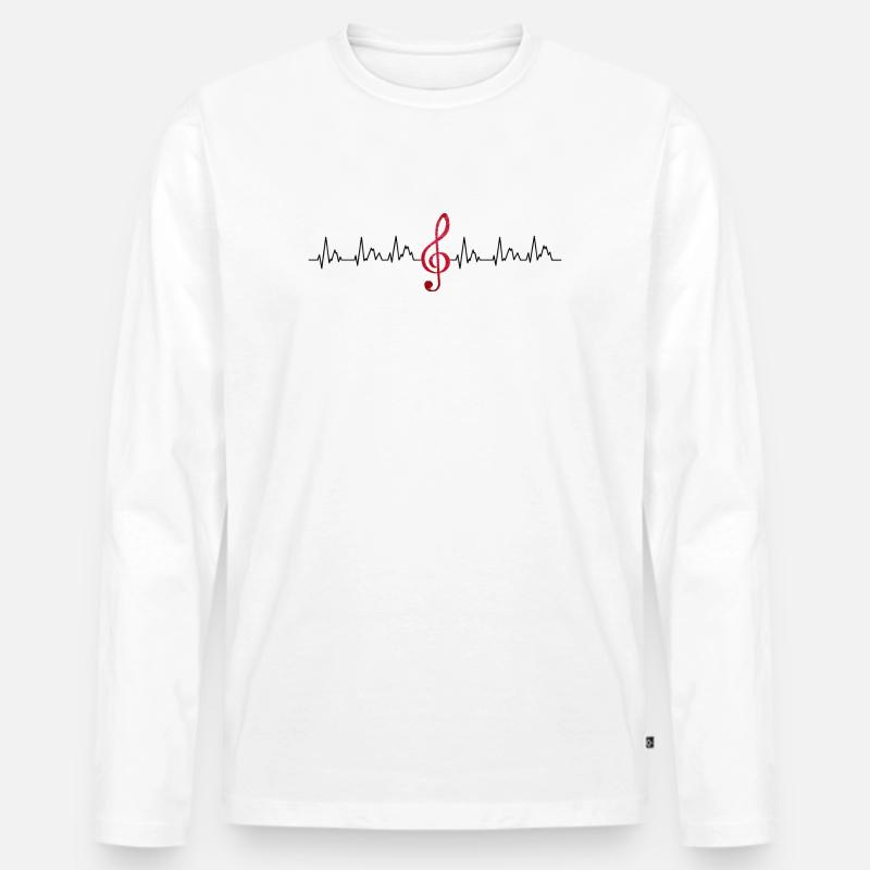 Leuchtender Violinschlüssel - Männer Premium Bio Langarmshirt - Weiß