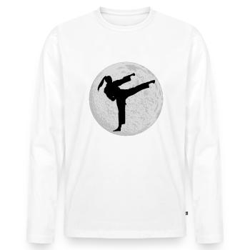 Taekwondo Fille Lune - T-shirt manches longues Premium bio Homme - blanc - Devant - Nico (187cm)