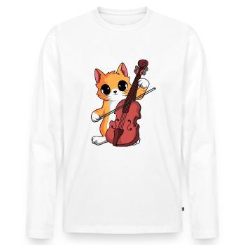 Cat Violinist Orchestra - Men's Premium Organic Long Sleeve Shirt - white - Front - Nico (187cm)