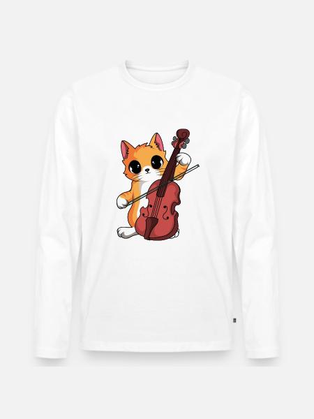 Cat Violinist Orchestra - Men's Premium Organic Long Sleeve Shirt -