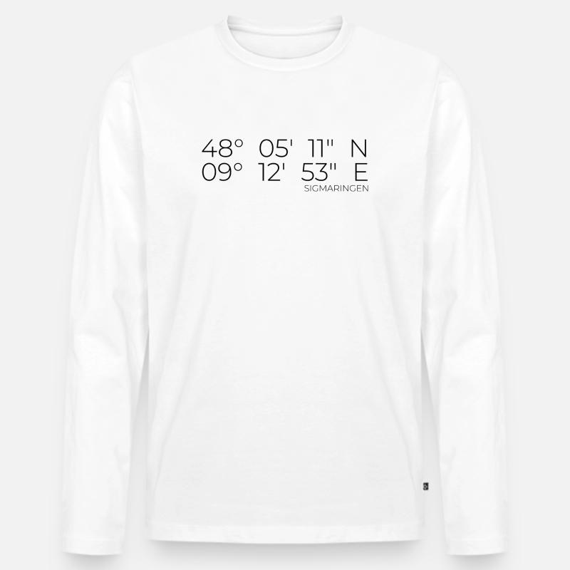 Koordinaten Sigmaringen - Männer Premium Bio Langarmshirt - Weiß