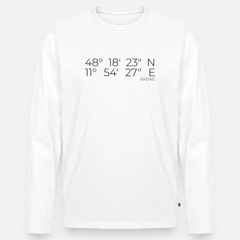 Koordinaten Erding - Männer Premium Bio Langarmshirt - Weiß
