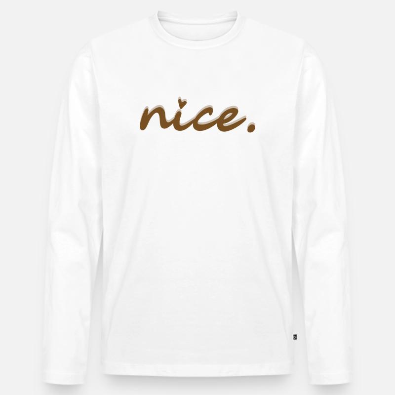 nice (braun mit hellem Schatten) - Männer Premium Bio Langarmshirt - Weiß