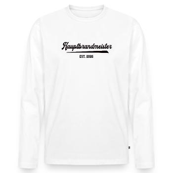 Chef des pompiers 2026 Anniversaire du chef des pompiers FFW - T-shirt manches longues Premium bio Homme - blanc - Devant - Nico (187cm)