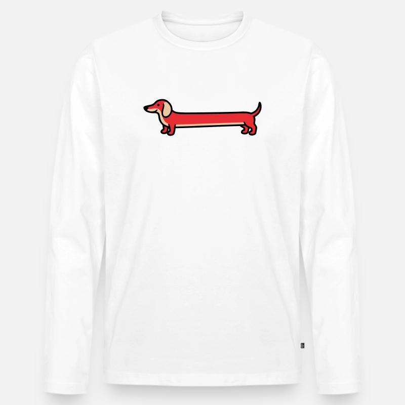 Dackel Teckel Hund Flat Design - Männer Premium Bio Langarmshirt - Weiß