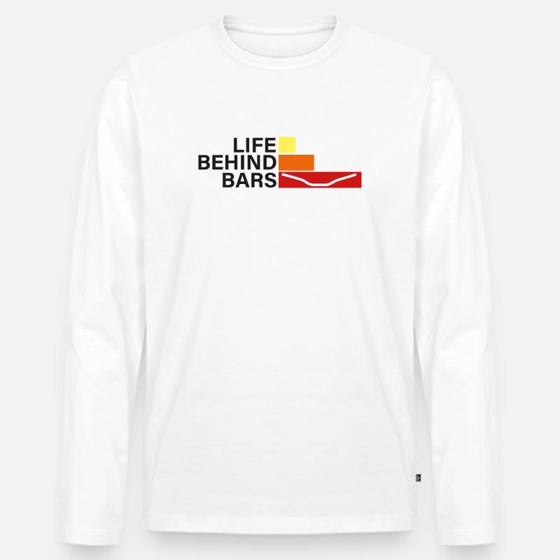 LEBEN HINTER GITTERN Leben hinter Hanteln - Männer Premium Bio Langarmshirt - Weiß
