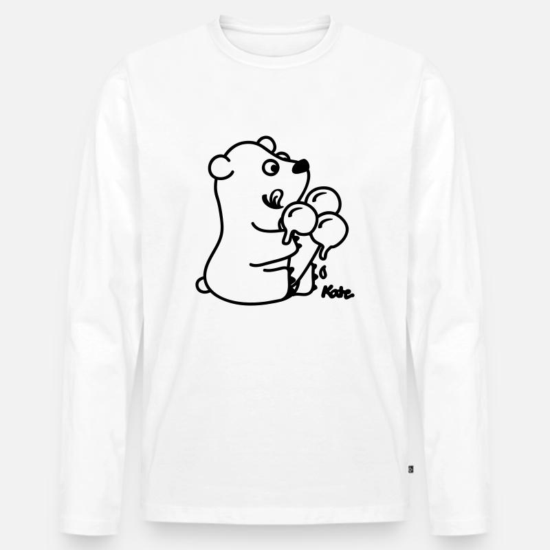 Eisbär - Männer Premium Bio Langarmshirt - Weiß