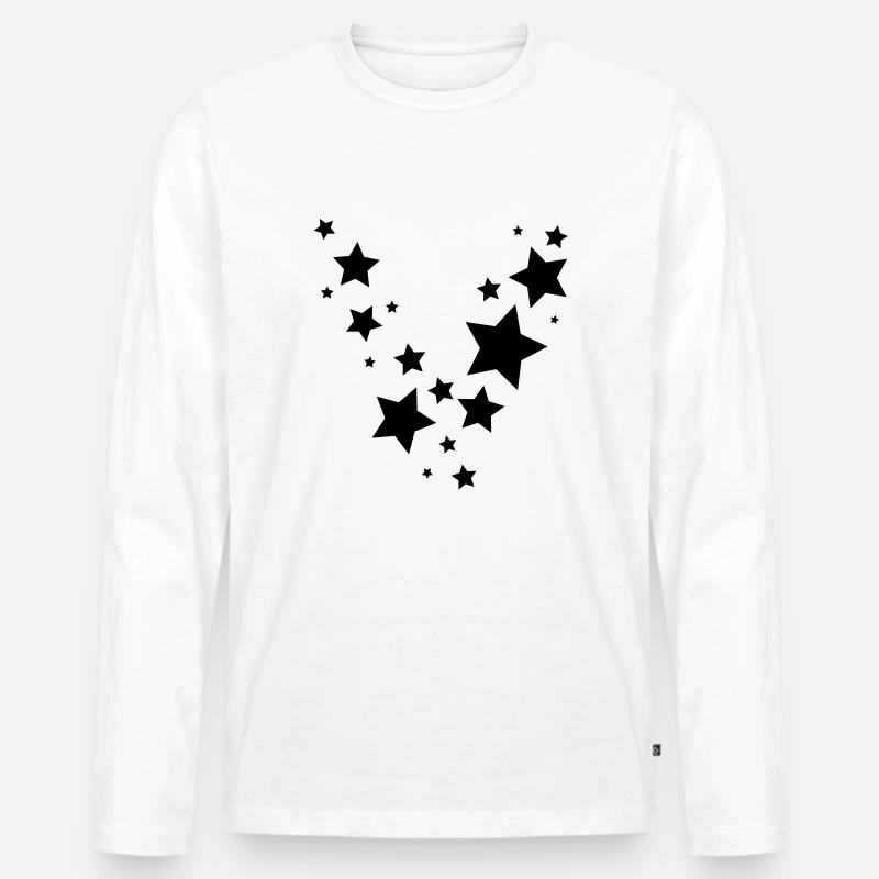 Sterneregen - Männer Premium Bio Langarmshirt - Weiß