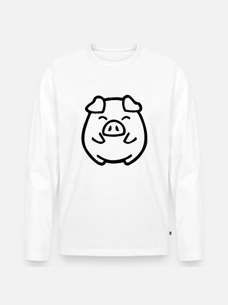cute pig - Men's Premium Organic Long Sleeve Shirt - white