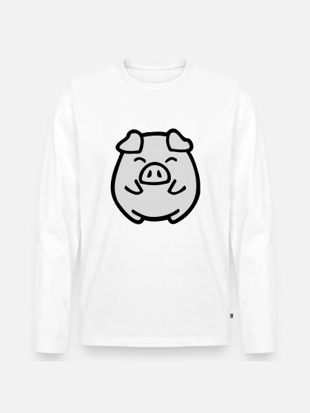 cute pig - Men's Premium Organic Long Sleeve Shirt - white