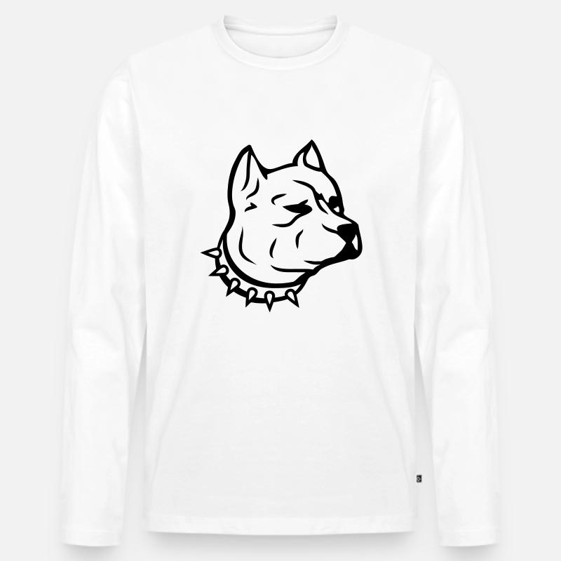 pit_dog_c1 - Männer Premium Bio Langarmshirt - Weiß