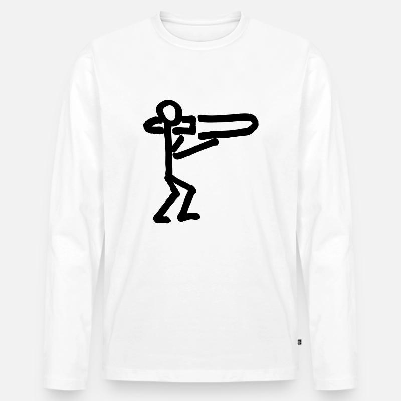 Musikant mit Posaune - Männer Premium Bio Langarmshirt - Weiß