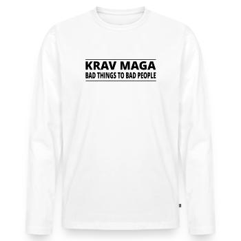 KravMaga | BAD THINGS - Männer Premium Bio Langarmshirt - Weiß - Vorne - Nico (187cm)