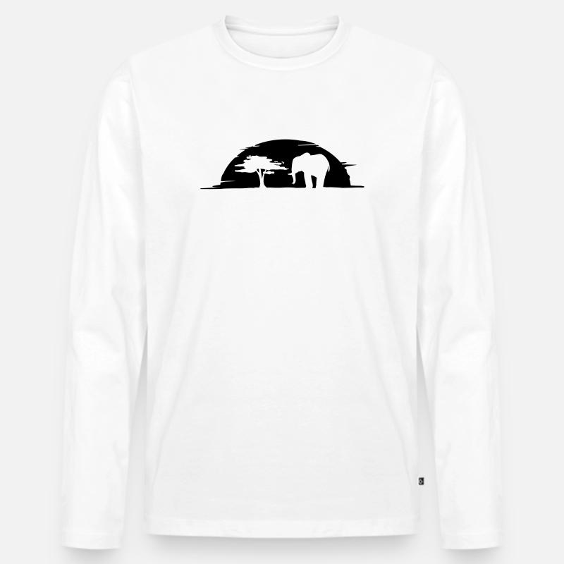 elephant - Männer Premium Bio Langarmshirt - Weiß
