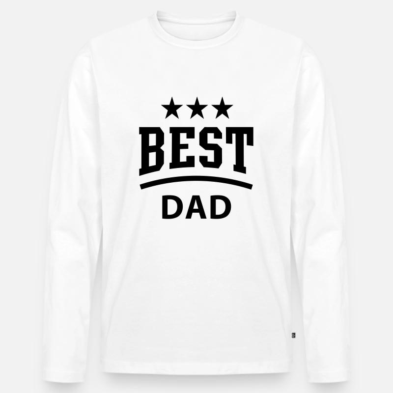 BEST DAD 3 Star - Männer Premium Bio Langarmshirt - Weiß