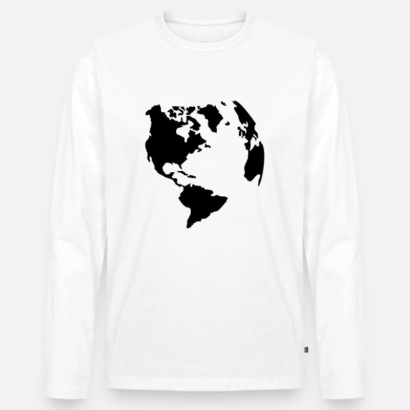 Welt - Männer Premium Bio Langarmshirt - Weiß