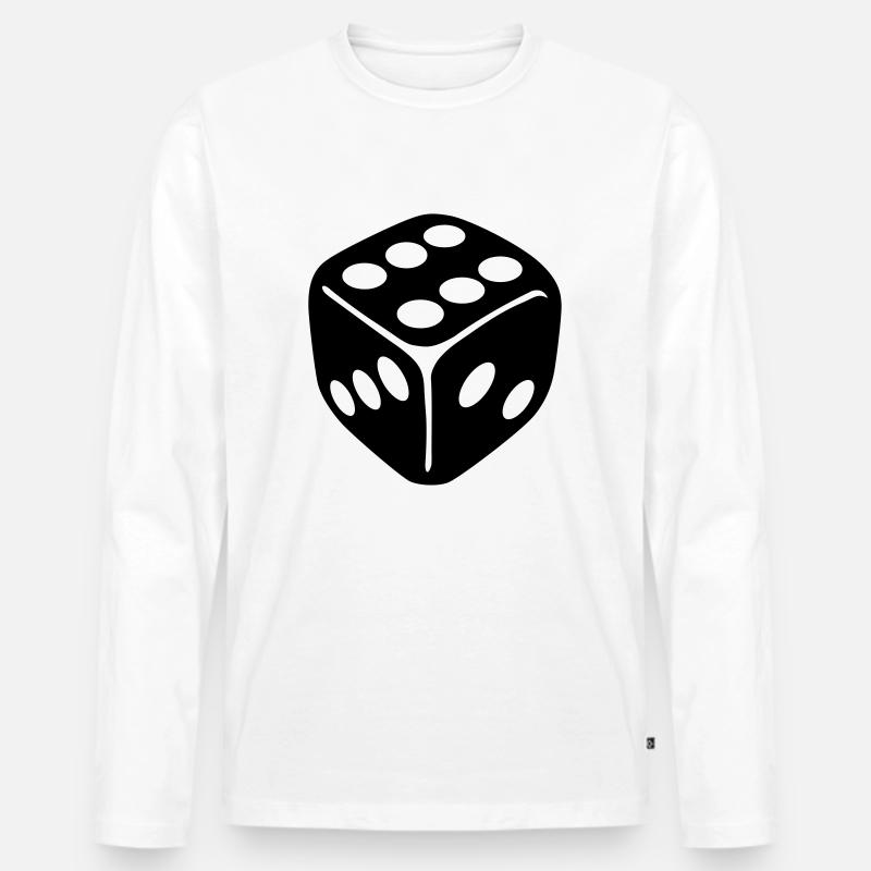 Würfel - Männer Premium Bio Langarmshirt - Weiß